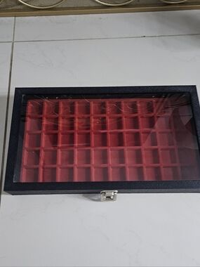 LARGE Charms Jewerly Display Case  Box with Red Velvet Compartments